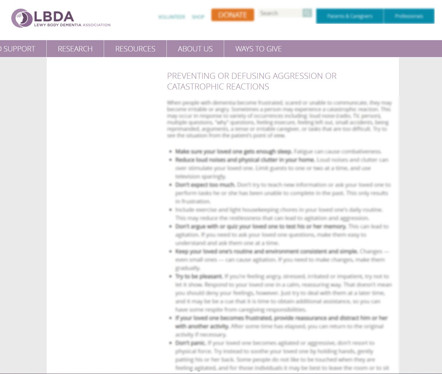 Preventing or Defusing Aggressive or Catastrophic Reactions