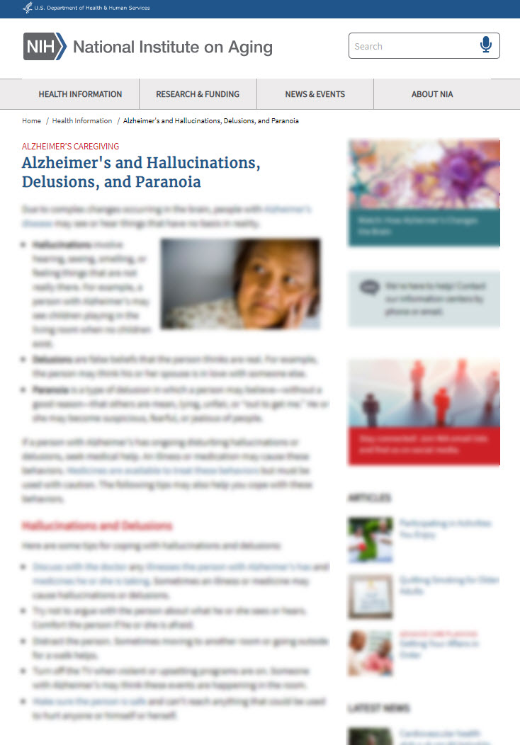 Alzheimer's and Hallucinations, Delusions, and Paranoia