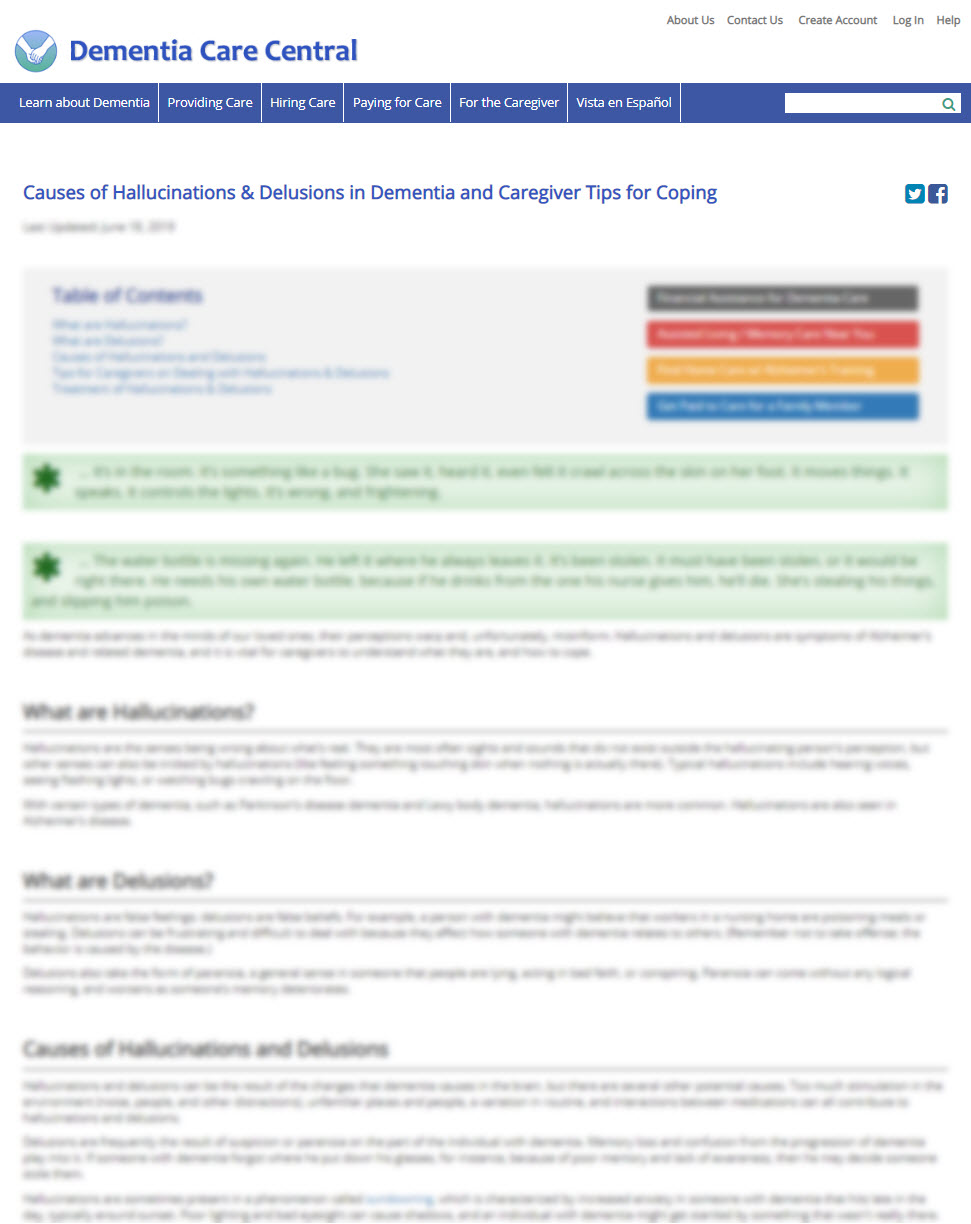 Causes of Hallucinations & Delusions in Dementia and Caregiver Tips for Coping