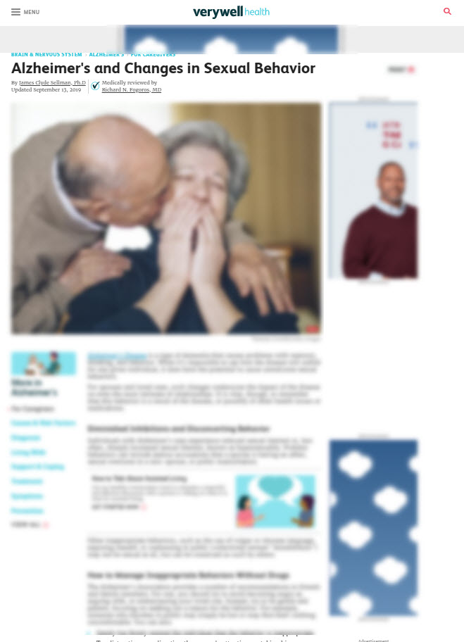 Alzheimer's and Changes in Sexual Behavior