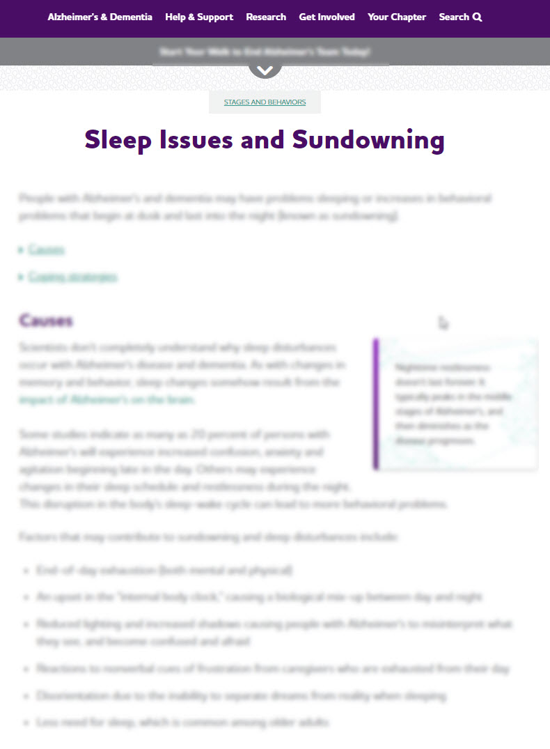 Sleep Issues and Sundowning