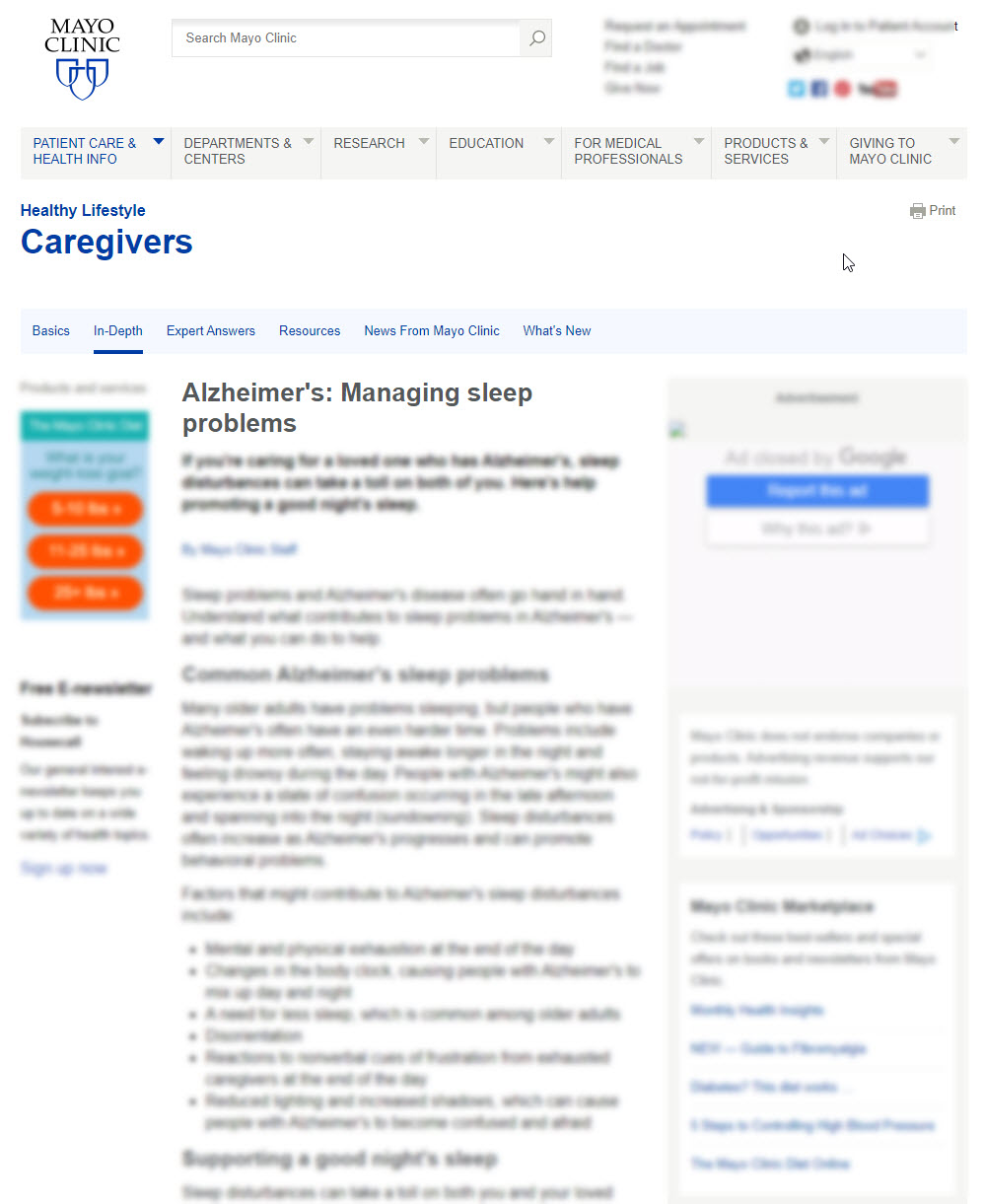 Alzheimer's:  Managing Sleep Problems