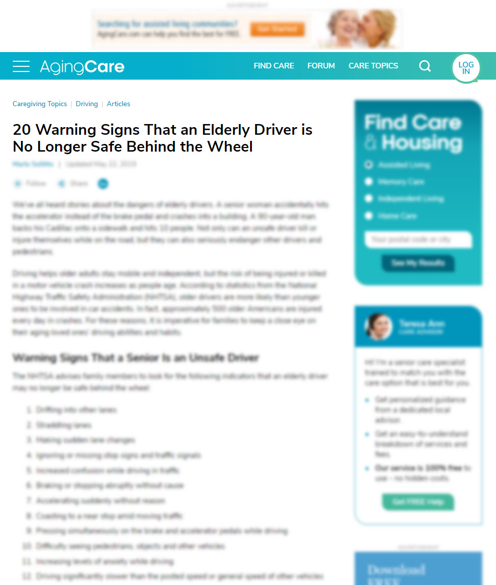 20 Warning Signs That an Elderly Driver is No Longer Safe Behind the Wheel