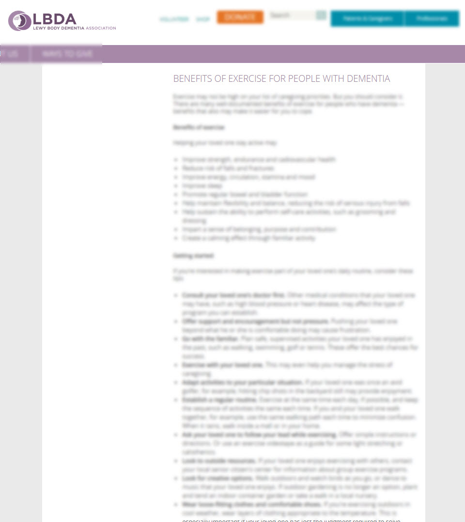 Benefits of Exercise For People With Dementia