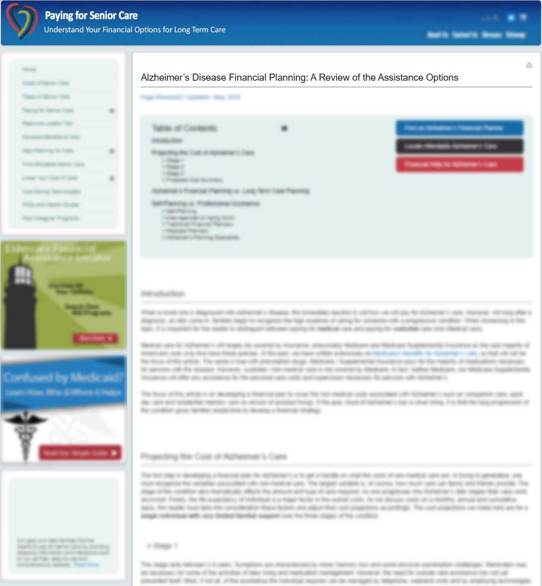 Alzheimer’s Disease Financial Planning: A Review of the Assistance Options