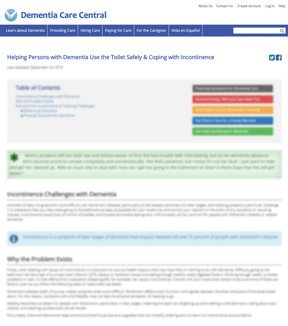 Helping Persons with Dementia with Incontinence