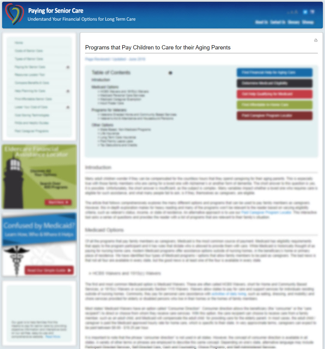 Programs that Pay Children to Care for their Aging Parents